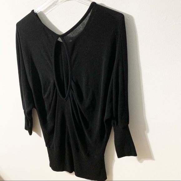 Ya Los Angeles Scoop Neck Sweater Keyhole Back Gathered Front Bat Wing Sleeve 🖤 - Picture 5 of 11
